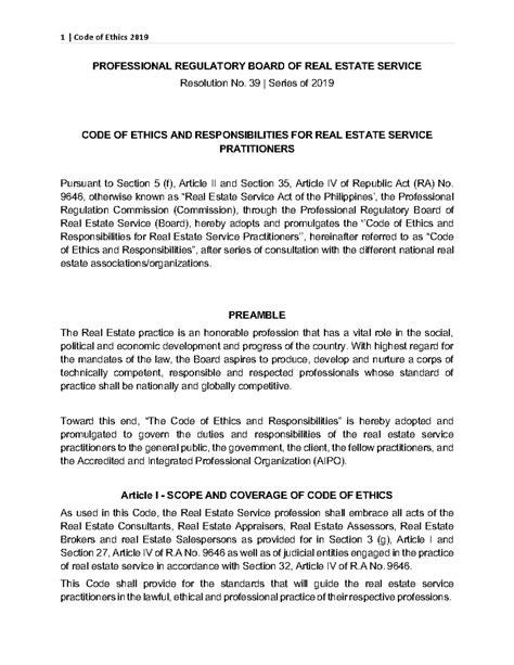 PROFESSIONAL REGULATORY BOARD OF REAL ESTATE SERVICE RES.